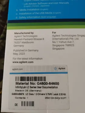 G4800-64600 Agilent G4800-60973 / Usb User Doc 1.3 Drivers 3.7sr1 Labadv 2.20