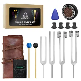 Tf-al-17 Ahomsel Tuning Forks For Healing Set - 128hz 136.1hz 256hz 384hz Weighted And Unwei