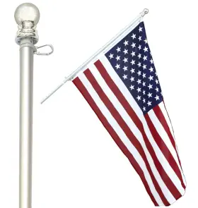 American Signature 638414446512 Flag Pole For House - 5 Ft Heavy-duty Aluminum Tangle Free Spinning