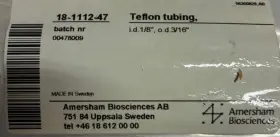 18-1112-47 Amersham Teflon Tubing Clear 1/8 Inch Id X 3/16 Od