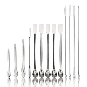 Art Secret 757510917716 15pcs Stainless Steel Lab Spatula Micro Scoop Reagent Laboratory Mixing