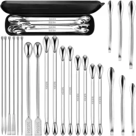 Artcome 711181109498 23 Pcs 304 Stainless Steel Micro Spoop And Lab Spatula Set - Mixing Spatul