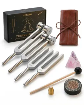 Xptf01 Autzom Tuning Forks For Healing Set - 128hz 136.1hz 256hz 384hz Stress Relief