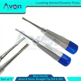 Lelv6442 Avon Surgical 2pk Apical Luxation Root Elevator Picks 4mm 5mm Str Blue Color-coded German