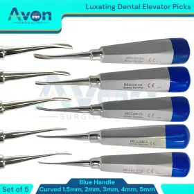 Lelv6454 Avon Surgical 1.5mm 2mm 3mm 4mm And 5mm Curved Tip Dental Apical Luxating Elevators Bundle 5pc