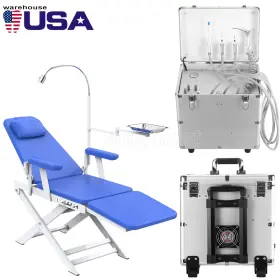 117010008 Azdent Portable Mobile Dental Delivery Unit Air Compressor Suction/folding Chair 4 Hole