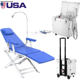 117010010c Azdent Portable Dental Delivery Unit Air Compressor Syringe Suction/folding Chair 4hole
