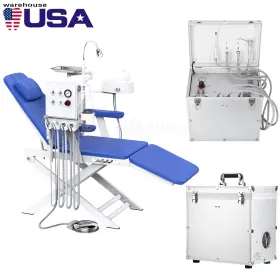 1280200301 Azdent Portable Dental Delivery Unit Air Compressor Syringe Suction/folding Chair 4hole
