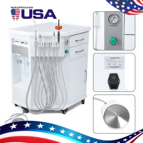 Azdent Gu-p212 Mobile Dental Unit Cabinet Cart Silent Oil Free Air Compressor With Iron Case