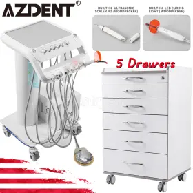 Wlj117002008 Azdent Mobile Dental Delivery Unit Air Compressor Scaler Led Curing Light/cabinet Cart