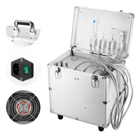 Zl117010008 Azdent Portable Dental Turbine Unit Air Compressor 3 Syringe Suction Rolling Case 600w #2