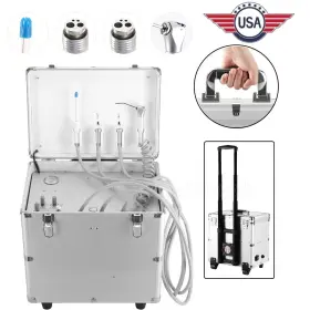 Zl117010008 Azdent Portable Dental Turbine Unit Air Compressor 3 Syringe Suction Rolling Case 600w