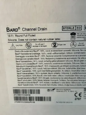 072190 Bard Channel Drain 19fr Round Full Fluted 10/box