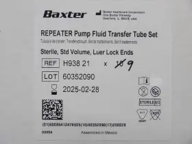H938-21 Baxter H938 21 Repeater Pump Fluid Transfer Tube Set Qty 9 Exp 02-28-2025