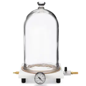 3a274 Bell Vacuum Jar Chamber 1.2 Gal With Plate Gauge And Bleed Valve Regulator