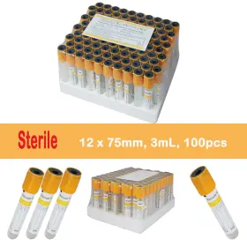 Carejoy 190891153678 Us 100 Pack Yellow Gel Clot Activator Blood Collection Tubes Sterile Glass Lab