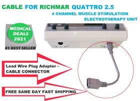 Cmp 048694043835 Grey Connector Cable For Richmar Quattro 2.5 Muscle Stimulator 1&2 1ps / Pack
