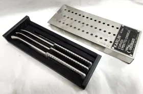 46-3080 Codman Karlin Curved Stiletto Chisels Partial Set Of 3 With Case
