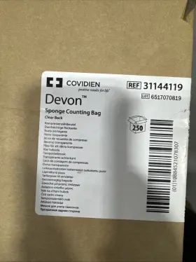 31144119 Covidien Sponge Counting Bag Clear Case Of 250 New