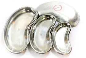 4rt7a8-123 Cynamed 3 Pcs New German Stainless Steel Kidney Tray Dishes Emesis Basin Holloware Sm