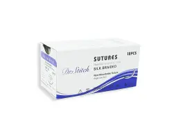 Cyn-slk12 Cynamed Suture Thread With Needle 12-pack Black Training Sutures For Practice 3/