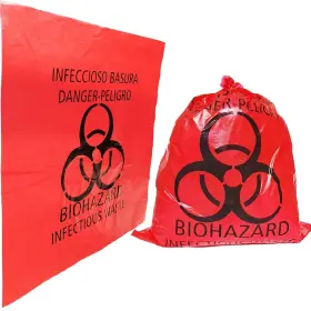Rhd20 Daarcin 20pcs 24x24in/61x61cm Red Biohazard Waste Bags With Hazard Symbol Disposable