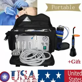 Denshine 190891177315 Portable Dental Delivery Unit Bag With Air Compressor Suction 3way Syringe 4holes
