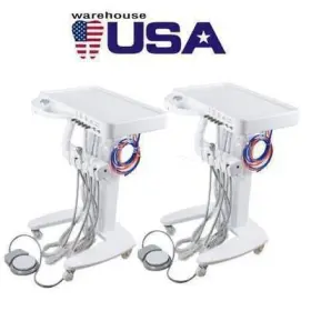 Denshine 190891213709 Us 2 Mobile Dental Delivery Unit Cart Equipment 4 Hole 3 Way Syringe Compressor