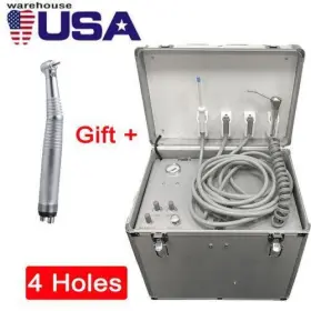 370464 Denshine Dental Mobile Case Delivery Unit Air Compressor Suction 3 Way-springe 4hole Gift