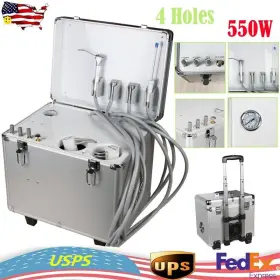 370511 Denshine Portable Dental Unit Kit 4 Hole Syringe Rolling Case Complete Set For Clinics