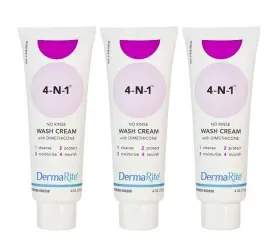 00208 Dermarite Rinse-free Body Wash 4-n-1 Cream Tube Fresh Scent No-rinse 4 Oz. #00208 3 Ct