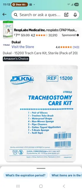 15200 Dukal - Trach Care Kit Sterile Pack Of 20
