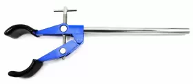 Eisco 849230061241 2 Prong Vinyl Coated Burette Flask Beaker Clamp On Stainless Steel Rod - #2