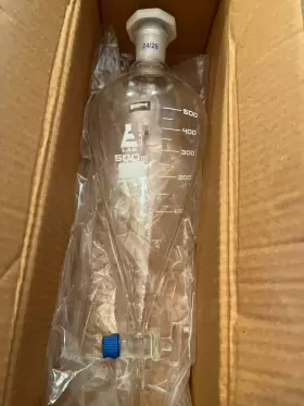 Ch0476cgr Eisco Squibb Separating Funnel 500ml - 24/29 Plastic Stopper Glass Key Stopcock