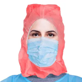 Bhcr100 Ezgoodz Red Disposable Hood Caps One Size. Pack Of 100 Bouffant Ho