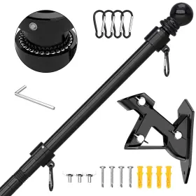 Fiason Fn-fp-5ft/b/1 Flag Pole Kit Tangle Free Flagpole With Upgraded Bracket 5 Ft Stainless Stee