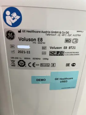 5838790 Ge Voluson E8 Bt21 With 3 Probes Advanced 4d And Radiant Dom 11/21 Demo Unit #2