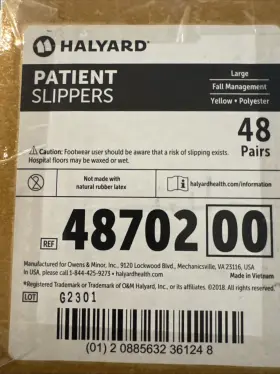 48702 Halyard 48 Pairs 1 Case Patient Slippers Large Yellow Skid Resistant