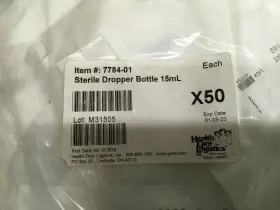 7784-01 Health Care Logistics 50 15ml Sterile Dropper Bottle