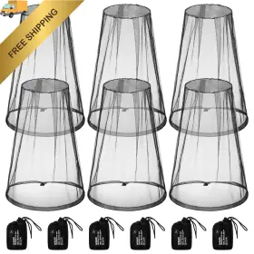 He-hestya-15253 Hestya 6 Pack Mosquito Head Net Mesh For Hiking And Outdoors Bug Face Black