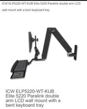 Elp5220-wt-kub Icw Paralink Elite Double Arm Lcd Wall Mount W Bent Keyboard Tray