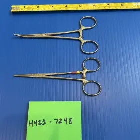 475-310 Jarit & Weck 105-121 Crile Artery Forceps Curved And Straight Lot Of 2