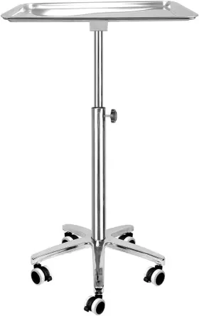 03aity-007 Konmee Premium Extra Large Salon Tray Medical Mayo Stand With Brake Wheels