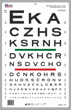 Dp-5035 Ksipl Snellen Visual Acuity Eye Chart For 10 Feet 14 X 9 Inches