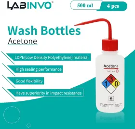 Labinvo 445025455443 4pk Acetone Wash Bottle 500ml - Wide Mouth Pre-labeled Ldpe Eisco Labs #2