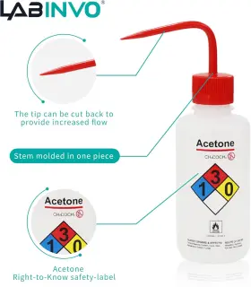 Labinvo 445025455443 4pk Acetone Wash Bottle 500ml - Wide Mouth Pre-labeled Ldpe Eisco Labs #3