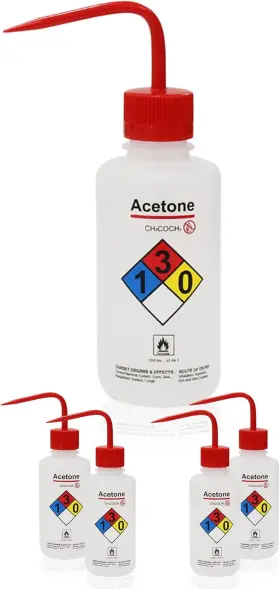 Labinvo 445025455443 4pk Acetone Wash Bottle 500ml - Wide Mouth Pre-labeled Ldpe Eisco Labs