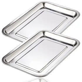 Lyuxzad 774848986146 Dental Tray - 2 Pack Stainless Steel Trays 12.6 Inch X 10.6 0.8 Flat For