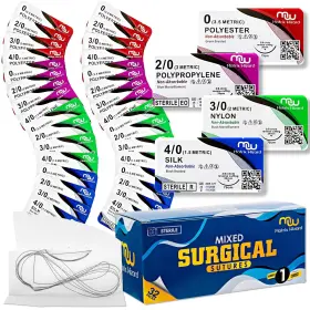 Var2.0 Matrix Wizard Mixed Sterile Sutures Thread With Needle 32pk 2-0 3-0 4-0 Non-absorbab