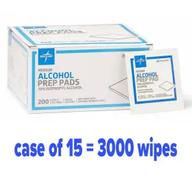 Mds090735 Medline 70% Isopropyl Alcohol Prep Pad Medium 15 Box Case 3000 Wipes Bulk New
